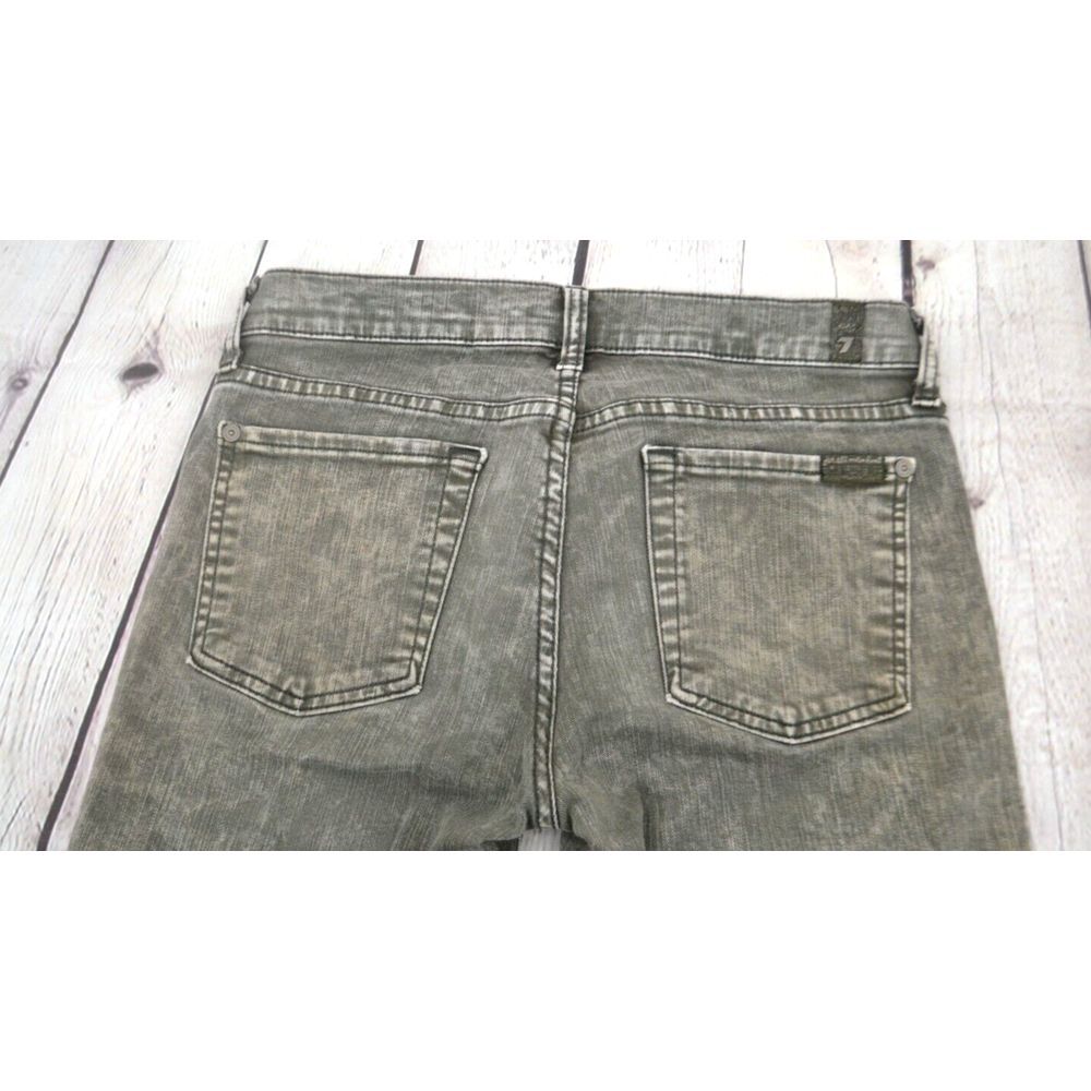 7 FOR ALL MANKIND Women's The Skinny Ankle Jeans SIZE 28 Green Wash - Picture 3 of 10